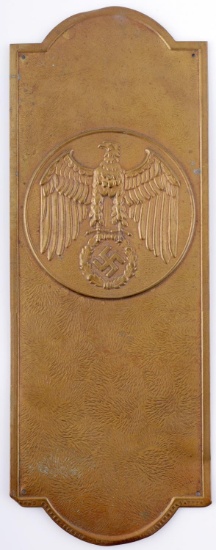 WWII GERMAN NSDAP BRASS REICHSADLER DOOR PLATE