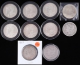10 MORGAN SILVER DOLLAR COIN LOT G TO XF