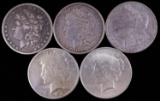 MORGAN & PEACE SILVER DOLLAR COIN LOT VF TO BU