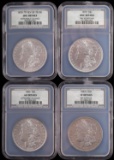 4 MORGAN SILVER DOLLAR COINS NCS VF & UNC DETAILS