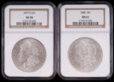 NGC 1880 MS 61 1879 O AU58 MORGAN SILVER DOLLARS