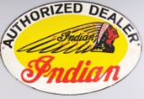 INDIAN MOTORCYCLE AUTHORIZED DEALER ENAMELED SIGN