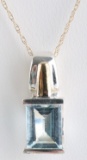 TWO TONE GOLD STERLING AQUAMARINE NECKLACE
