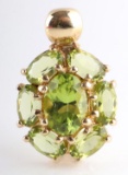 14K YELLOW GOLD PERIDOT CLUSTER PENDANT