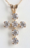 10KT YELLOW GOLD ROPE CHAIN AND CROSS PENDANT