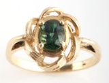 GREEN CHRYSOBERYL .45CT 14K YELLOW GOLD RING