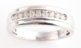 MENS 10 KT WHITE GOLD RING WITH 1/4 TCW DIAMONDS