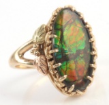 10KT BLACK HILLS GOLD RING WITH AMMOLITE STONE