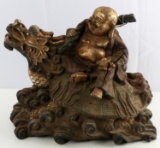 ANTIQUE CHINESE CAST IRON HAPPY BUDDHA PU TAI