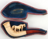 ANTIQUE CARVED HORSE MEERSCHAUM AUSTRIAN PIPE