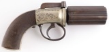 ANTIQUE ENGRAVED PERCUSSION PEPPERBOX PISTOL