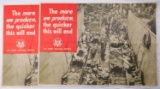 2 WWII US ARMY POSTER 1944 THE MORE WE PRODUCE
