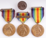 WWI THREE VICTORY MEDALS MOBILE INFANTRY DEVICE