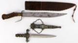 KNIFE LOT BOWIE WITH SHEATH  AND JAPANESE DAGGER