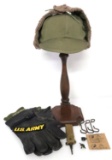 8 WWII US GI ARMY FIELD GEAR & COLD WEATHER CAP