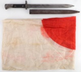 WWII GERMAN BAYONET &  IMPERIAL JAPANESE SILK FLAG