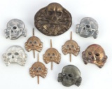 10 WWII GERMAN REICH TOTENKOPF SKULL INSIGNIA LOT