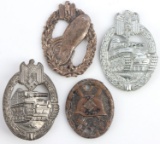 WWII GERMAN THIRD REICH BADGE LOT OF 4 TANK