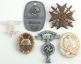 LOT OF 6 WWII GERMAN THIRD REICH SS WAFFEN BADGES