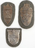 WWII GERMAN THIRD REICH LOT OF 3 SHIELDS