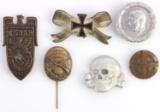 6 WWII GERMAN REICH HITLER TINNIE & STICK PIN LOT