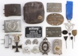 21 WWII GERMAN BADGE PIN LIGHTER BUCKLE LOT