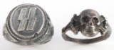 2 WWII GERMAN WAFFEN SS TOTENKOPF RINGS