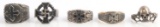 5 WWII GERMAN THIRD REICH RING LOT TOTENKOPF