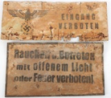 2 WWII GERMAN REICH NSDAP WARNING STREET SIGNS