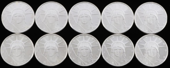 10 US 1 OZT .999 FINE SILVER ROUNDS