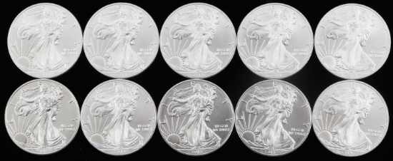 AMERICAN EAGLE 1 OZ SILVER $1 COINS LOT OF 10