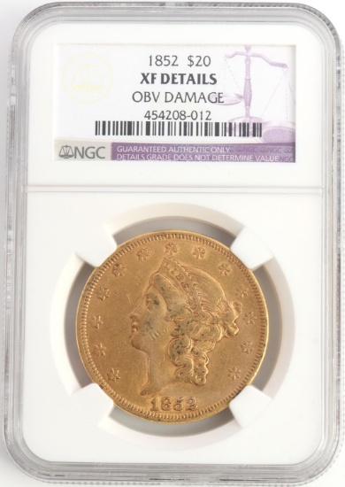 1852 GOLD DOUBLE EAGLE COIN NGC XF DETAILS