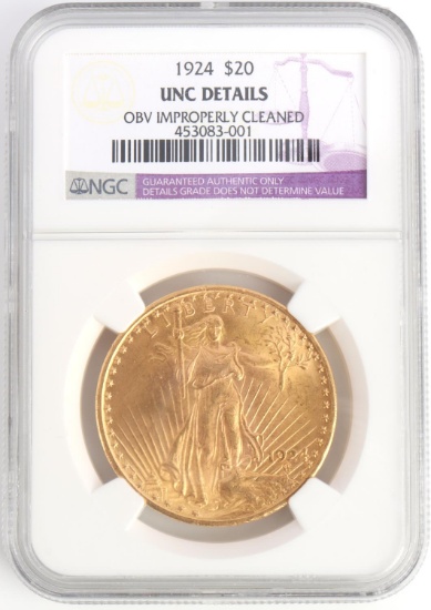 1924 ST GAUDENS 1 OZ GOLD COIN UNC DETAILS