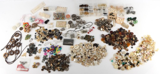 100'S TO 1000'S ANTIQUE BUTTON LOT BONE BAKELIGHT