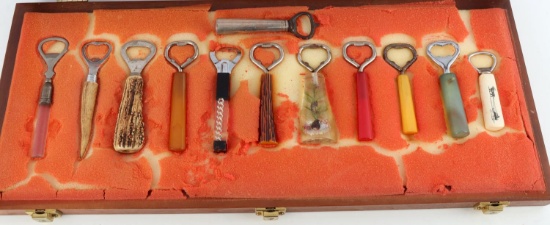 12 VINTAGE ANTIQUE BOTTLE CORKSCREW OPENER LOT