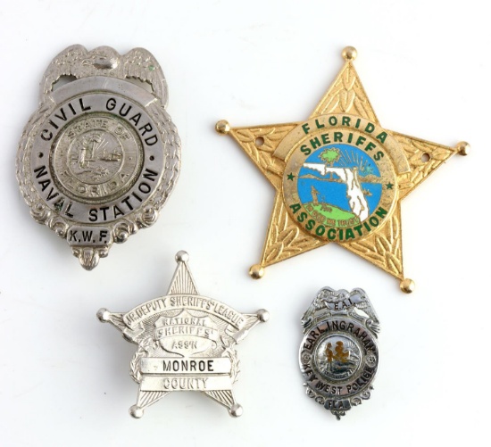 ASSORTED 1950'S OBSOLETE FLORIDA BADGE LOT OF 4