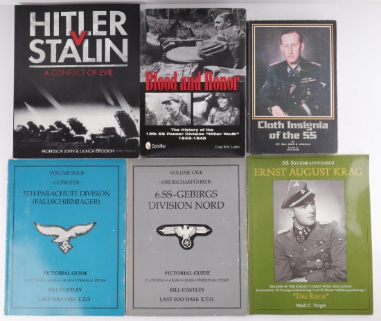 6 WWII GERMAN REICH SS & LUFTWAFFE DIVISON BOOKS