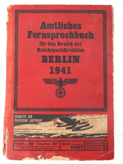 WWII GERMAN REICH 1941 BERLIN PHONE TELEPHONE BOOK