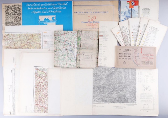 LOT OF 20 ASSORTED WWII GERMAN THIRD REICH MAPS