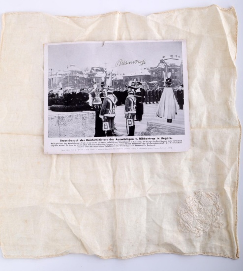 GERMAN VON RIBBENTROP AUTOGRAPH & DINNER NAPKIN