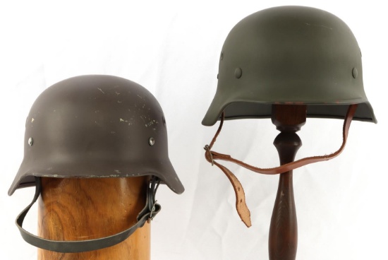 2 GERMAN M40 HELMET POST WAR RESTORATION