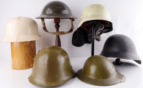 LOT OF 6 HELMETS BRITISH BULGARIAN GERMAN FIRE