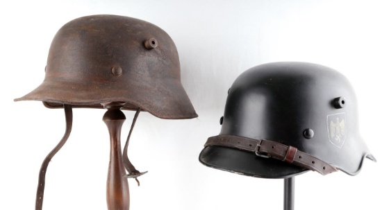 LOT OF 2 WWI WWII GERMAN M18 TRANSITIONAL HELMETS