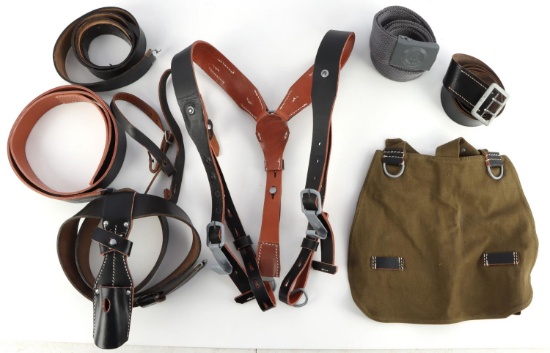 LOT OF GERMAN MILITARY BELTS POUCHES AND FROG