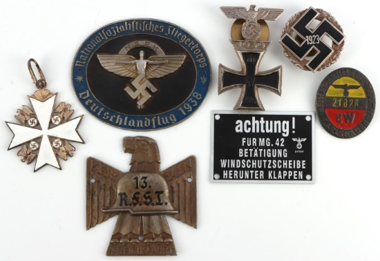 7 WWII GERMAN REICH CROSSES & SHIELD BADGES LOT