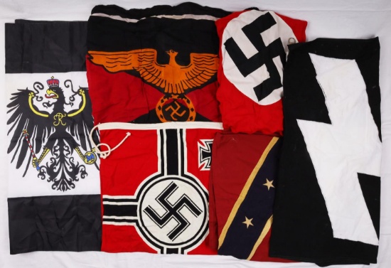 WWII GERMAN PARTY SS & CONFEDERATE FLAG LOT OF 6