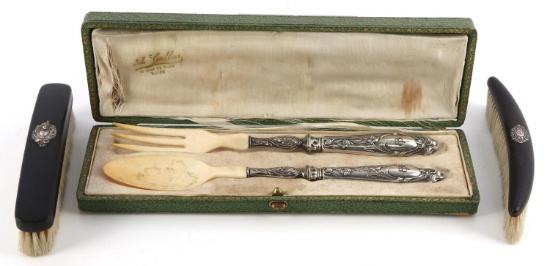 2 GORING BRUSHES AND EVA BRAUN SERVING SET LOT