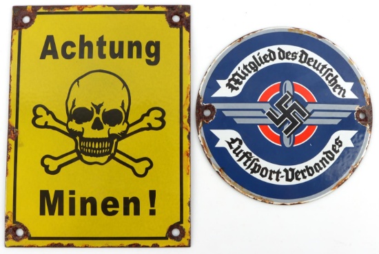 LOT OF 2 WWII GERMAN REICH ENAMELED STREET SIGNS
