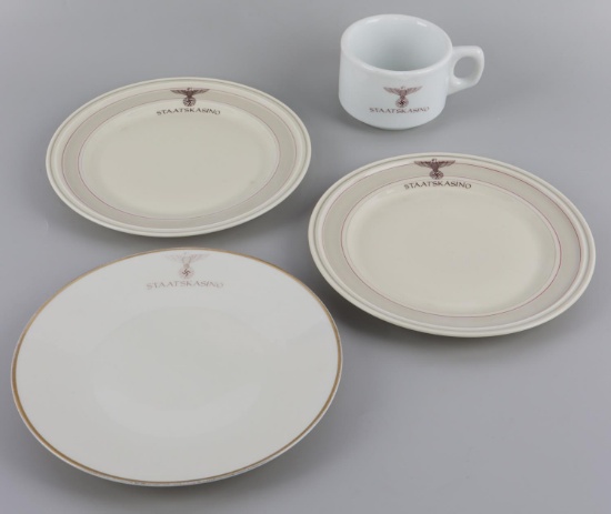 4 WWII GERMAN REICH STAATSKASINO PORCELAIN PLATES