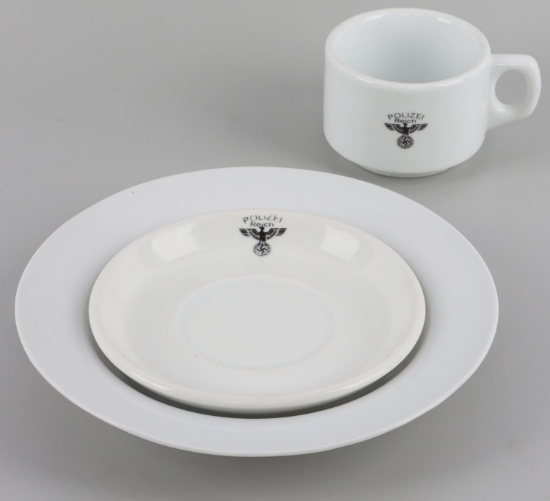 4 WWII GERMAN POLIZEI REICH PORCELAIN PLATES LOT